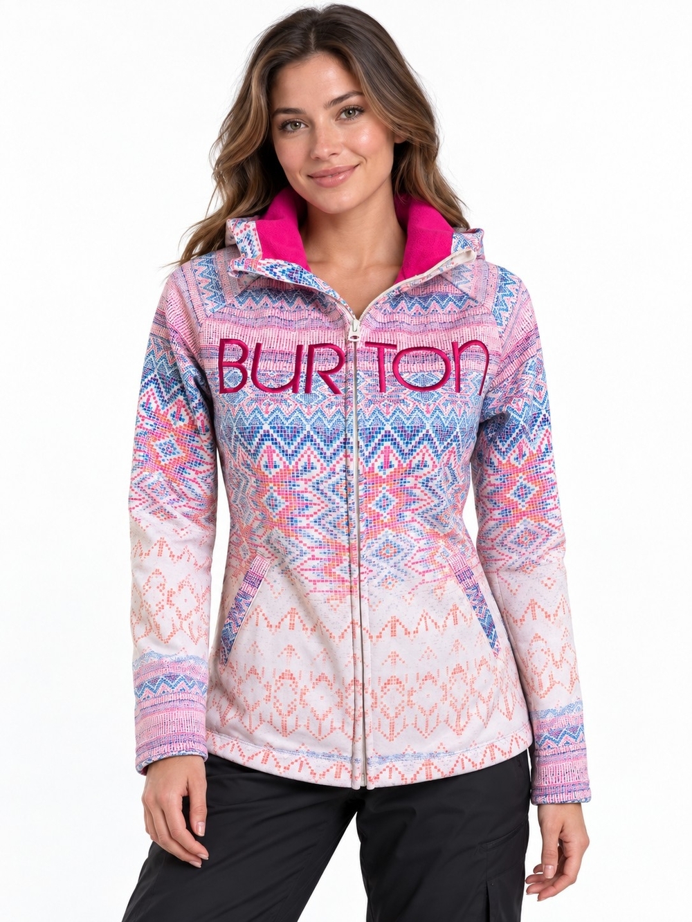 Burton Women's Pink & Blue Patterned Ski Jacket